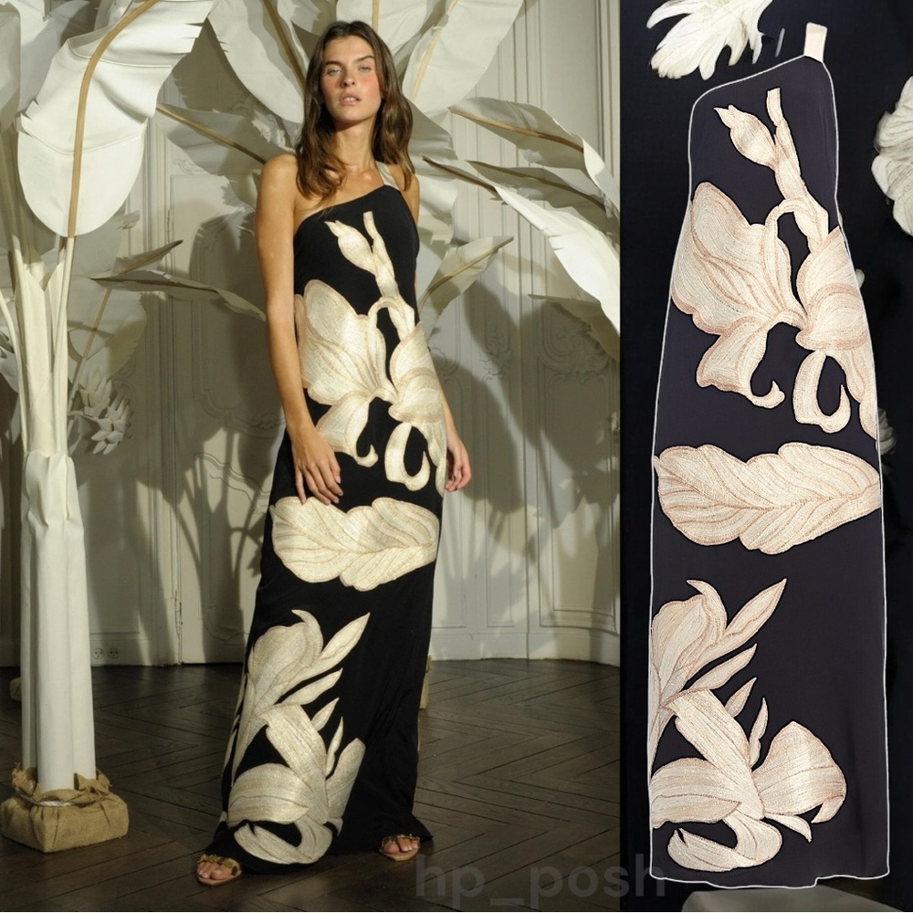 Johanna Ortiz $4250 Unconditionally Yours Embroidered Silk Maxi Dress UK10 US6